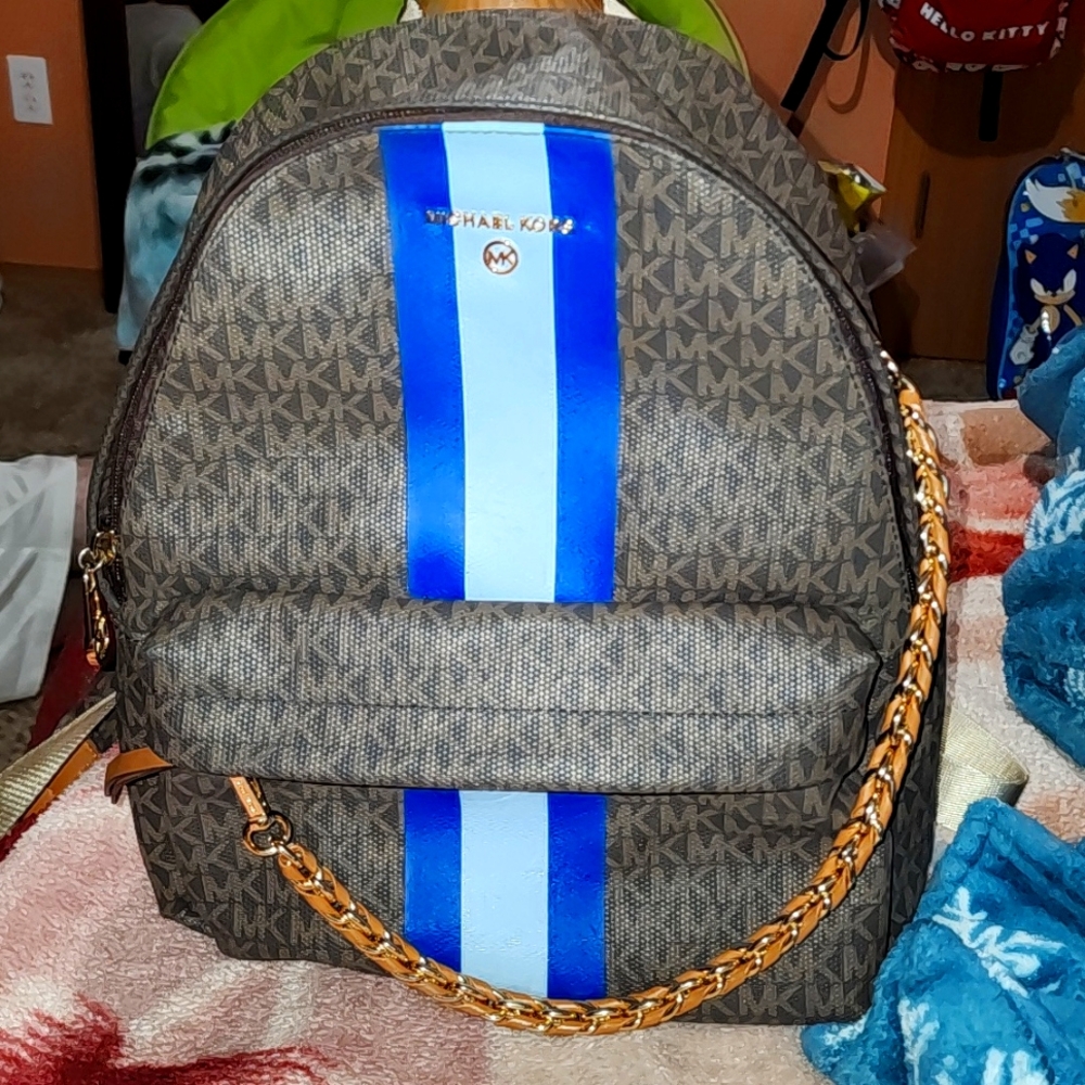 Michael Kors Slater Medium Sig. Stripe Leather Backpack